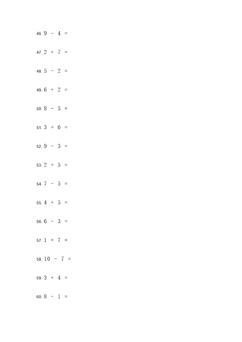 1年级列式计算题100题