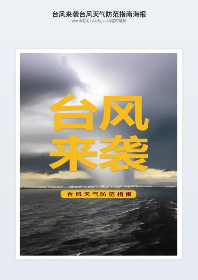 台风来袭台风天气防范指南海报