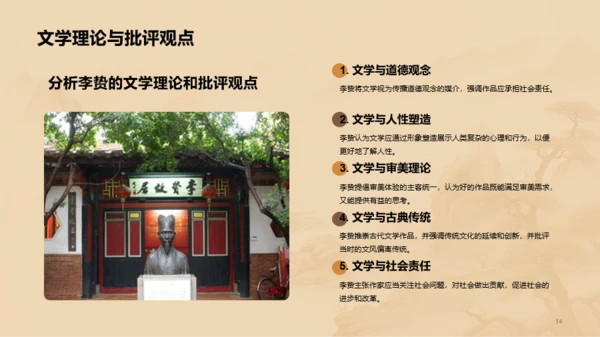 黄色中式国风李贽人物介绍PPT模板