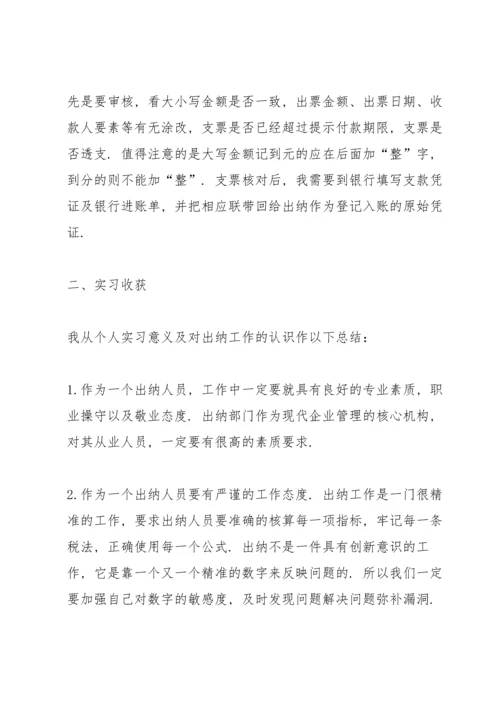 出纳大学生顶岗2021实习报告.docx