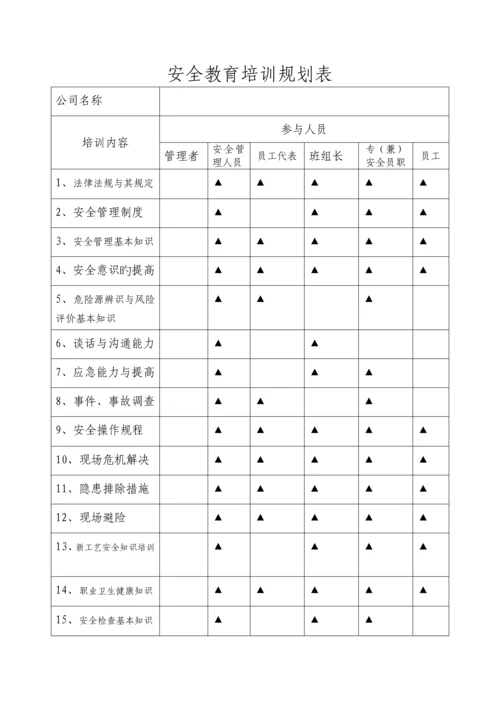 XX公司安全教育培训综合计划.docx