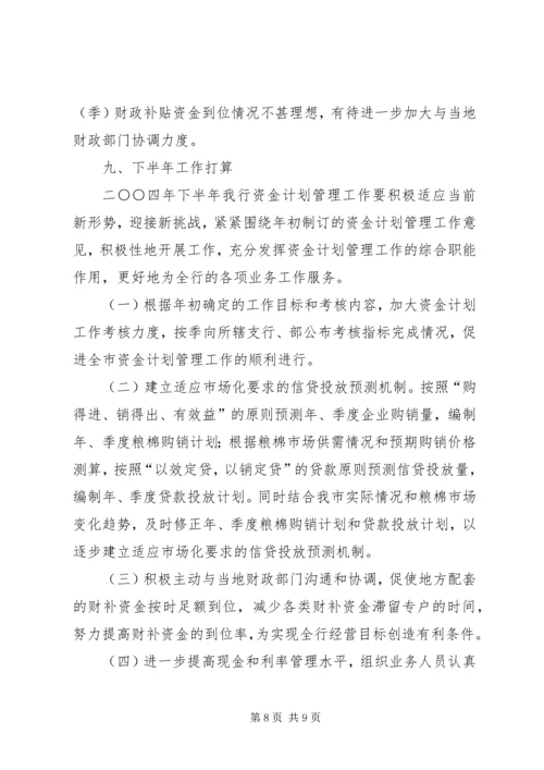 某银行上半年资金计划管理工作总结 (3).docx