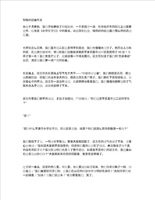 特殊的班会作文