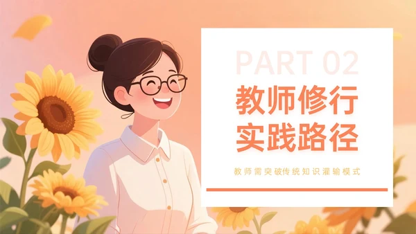 橙黄色插画风关于新时代教师的使命与修行教师节PPT模板