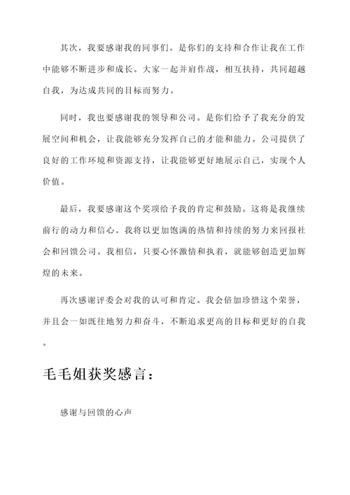 毛毛姐获奖感言