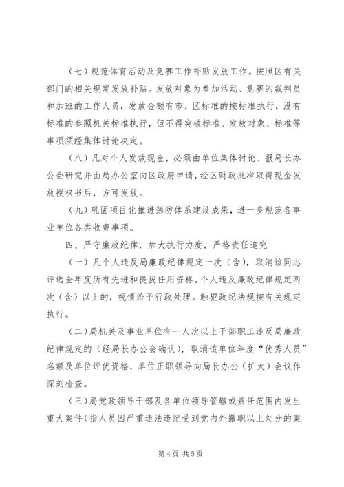 体育局廉政纪律建设工作意见.docx