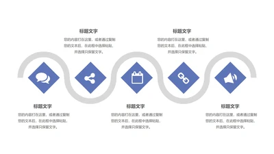 紫色办公波浪形流程结构PPT模板