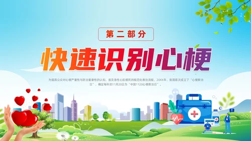蓝色清新展板风医护培训中国1120心梗救治日动态PPT
