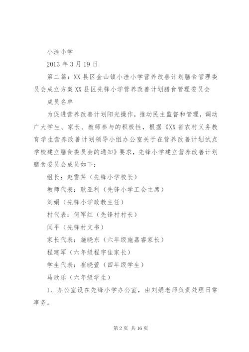 XX县区金山镇小洼小学营养改善计划膳食管理委员会成立方案5篇_1.docx