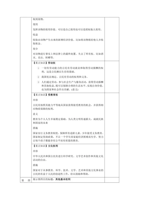 【核心素养目标】3.1 公民基本权利  教学设计（表格式）