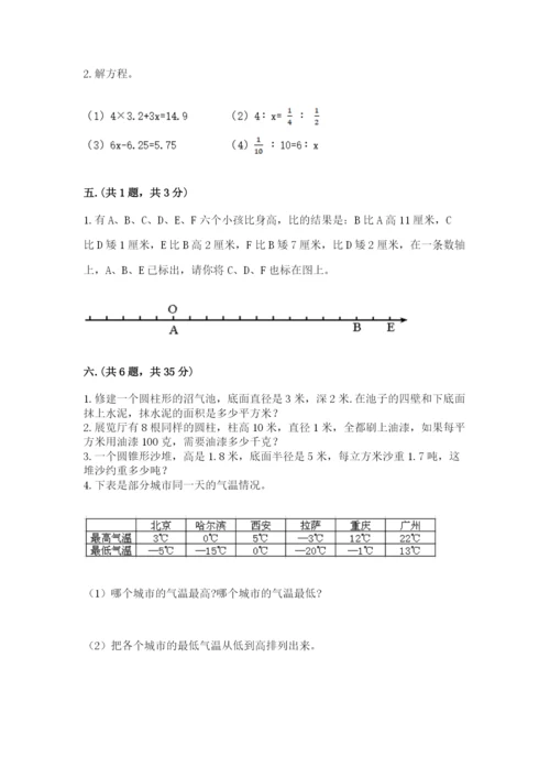 小学六年级数学期末自测题精品【名校卷】.docx