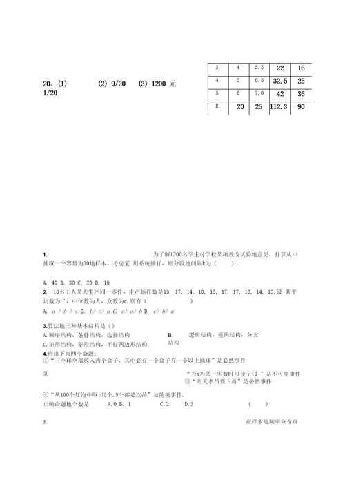 孝昌二中高二数学必修试卷综合测试卷