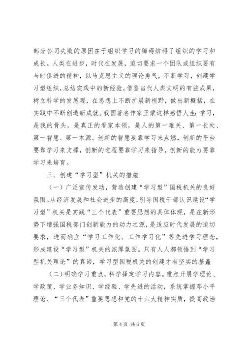 国税系统学习型党政机关创建心得.docx