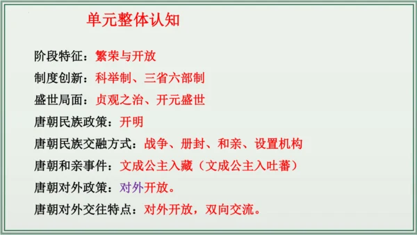 第一单元 隋唐时期：繁荣与开放的时代 单元复习 历史七年级下册 课件