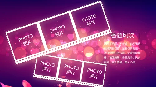 紫色唯美浪漫玫瑰花瓣生日快乐纪念册相册PPT