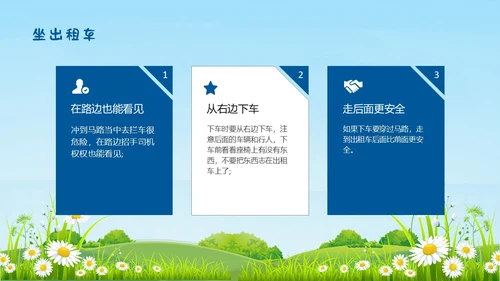 蓝色插画风安全出行共护成长交通安全PPT模板家长进课堂
