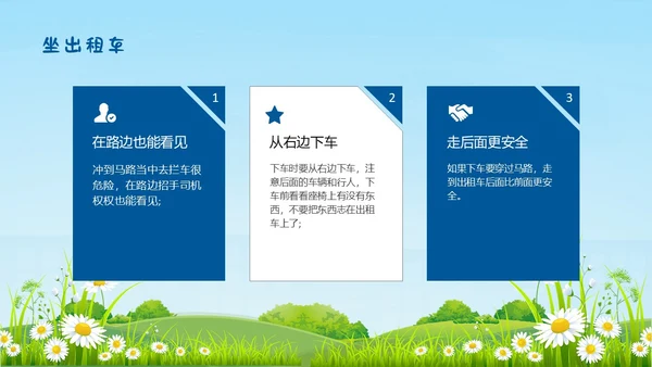 蓝色插画风安全出行共护成长交通安全PPT模板家长进课堂
