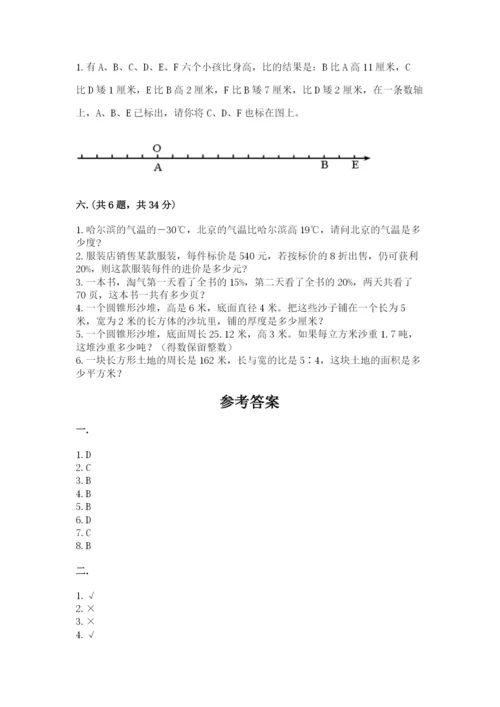 小学六年级下册数学摸底考试题附答案【精练】.docx