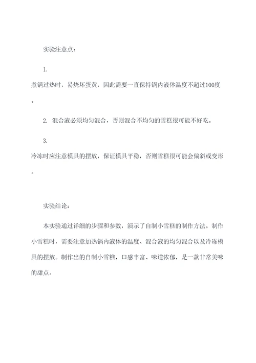 自制小雪糕实验报告