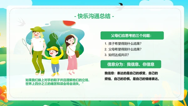 有效亲子沟通幸福家庭春天里的一家人PPT模板