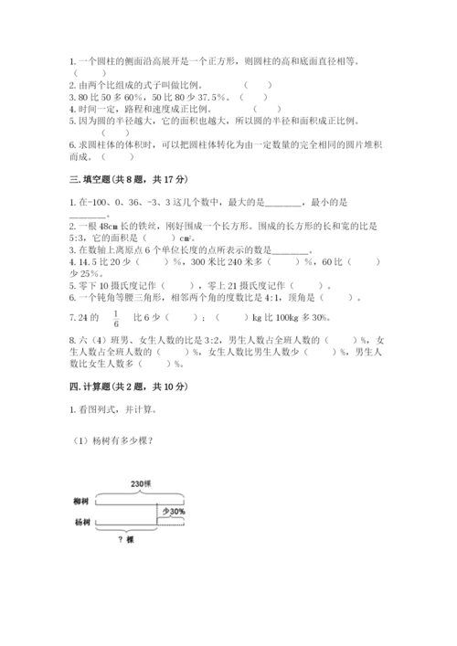 南昌市郊区六年级下册数学期末测试卷参考答案.docx