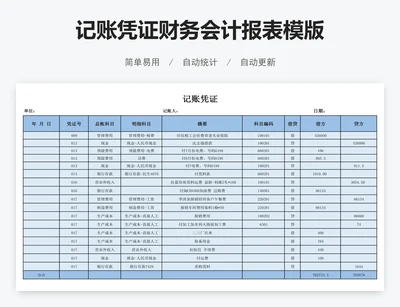 记账凭证财务会计报表模版