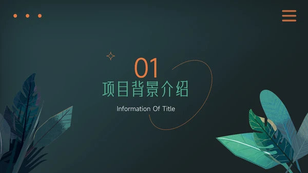 绿色暗调乡村旅游项目介绍PPT模板