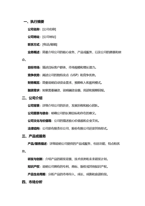 商务风商业产品计划书