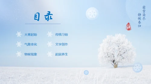 大寒节气冬天背景通用PPT模板