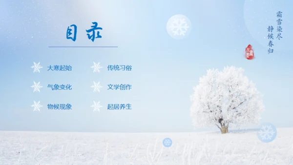 大寒节气冬天背景通用PPT模板