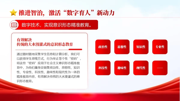 红色简约国潮党政风大思政格局学校意识形态党课学习PPT