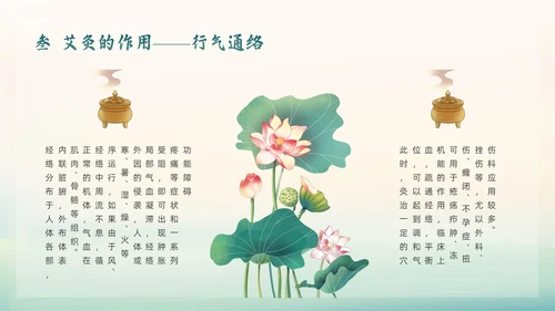 绿色简约国潮风艾灸养生PPT模板