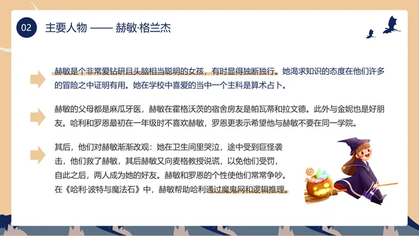 黄色蓝色卡通风哈利波特PPT模板电影