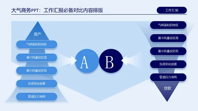 蓝色高端商务对比关系页