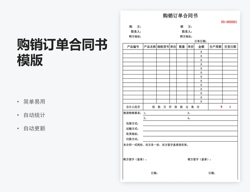 购销订单合同书模版
