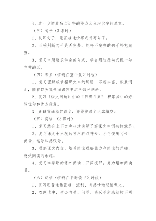 小学一年级语文下册复习计划.docx