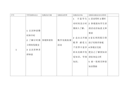 一年级数学实践活动专项方案一.docx