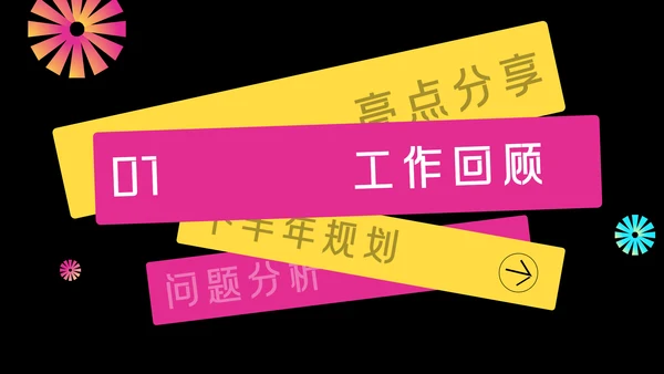 几何简约年中述职PPT模板