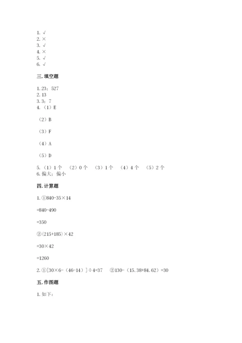 苏教版四年级上册数学期末卷及参考答案（突破训练）.docx