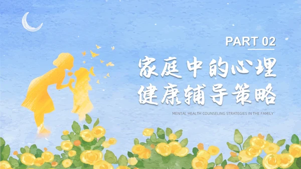 蓝色水彩风格儿童心理健康家长会PPT