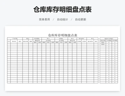 仓库库存明细盘点表