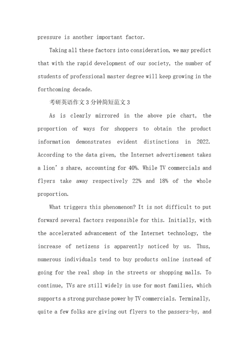 2022年考研英语作文3分钟简短五篇