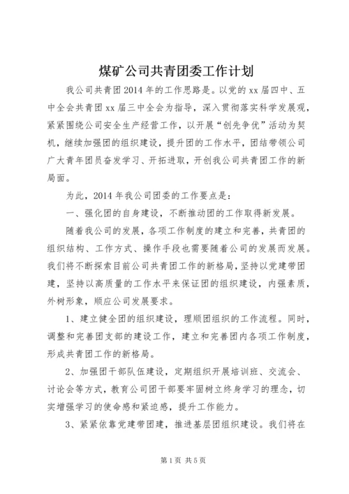 煤矿公司共青团委工作计划 (2).docx