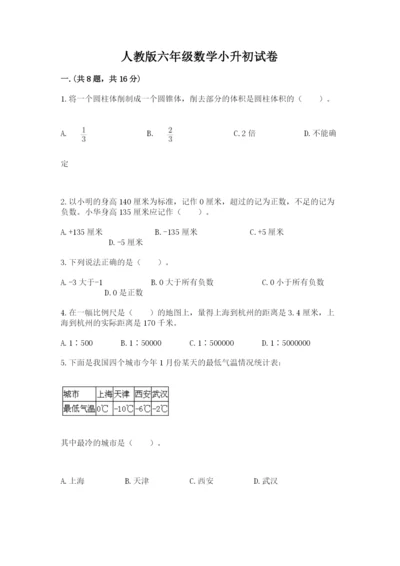 人教版六年级数学小升初试卷及参考答案【轻巧夺冠】.docx