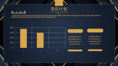 商业项目计划书深蓝色暗金通用PPT模板