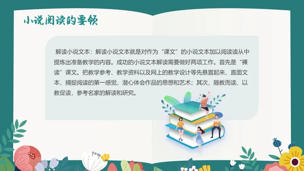 绿色插画风阅读教学设计多文本阅读教学设计课件PPT模版读书