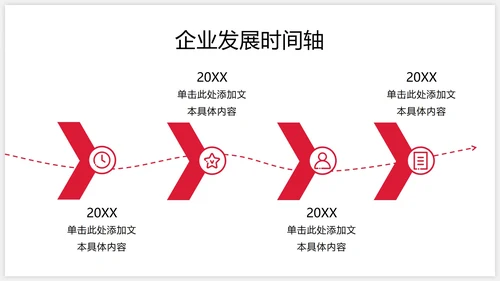 红色扁平企业发展项目规划时间轴PPT模板