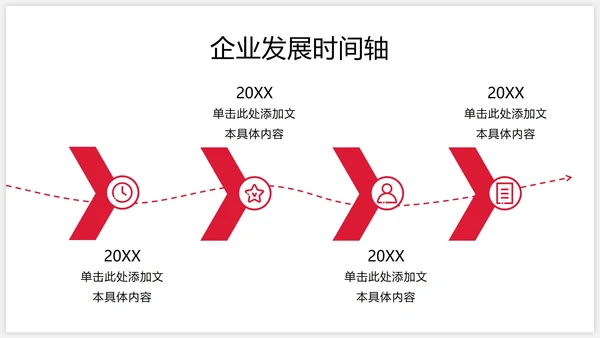 红色扁平企业发展项目规划时间轴PPT模板