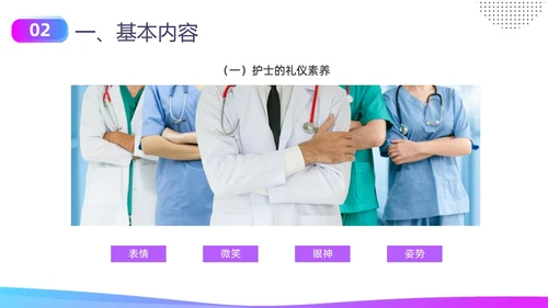蓝色紫色商务实拍形状护士职业素养培训PPT课件