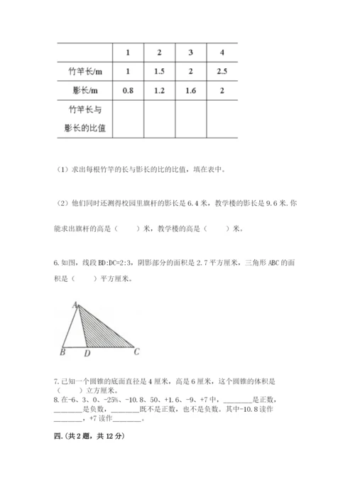 人教版数学六年级下册试题期末模拟检测卷有完整答案.docx